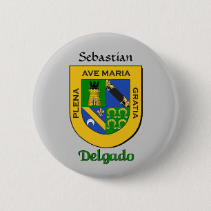 Gepersonaliseerde Delgado Historisch Schild Ronde Button 5,7 Cm
