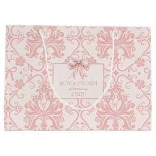 Gepersonaliseerde Demask Blush Pink Coquette mijlp Groot Cadeauzakje