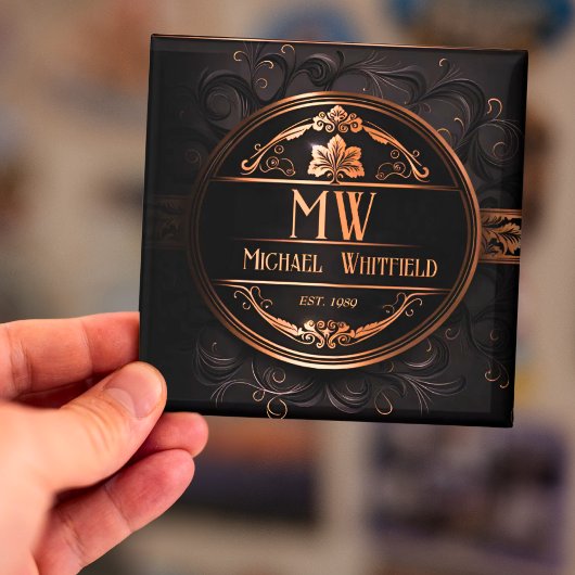 Gepersonaliseerde Demask Monogram Magnet Magneet