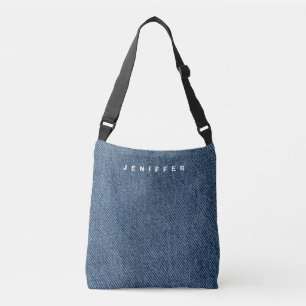Gepersonaliseerde denim print crossbody tas