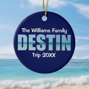 Gepersonaliseerde Destin Beach Trip Foto op Terug Keramisch Ornament