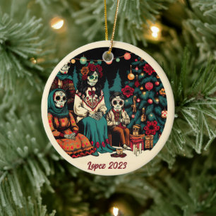 Gepersonaliseerde Día de los Muertos kerstvakantie Keramisch Ornament