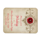 Gepersonaliseerde diamantring en rode roos magneet (Horizontaal)