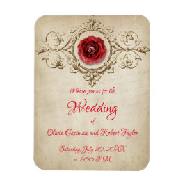 Gepersonaliseerde diamantring en rode roos magneet