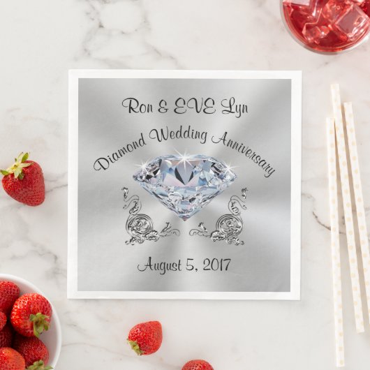 Gepersonaliseerde Diamond 60e Jubileum servetten (Insitu)