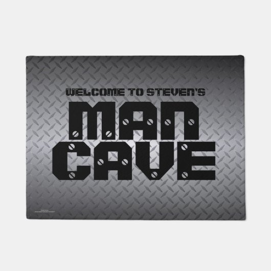 Gepersonaliseerde Diamondplate Pattern Man Cave Deurmat (Voorkant)
