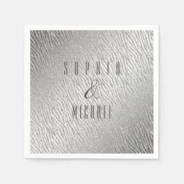 Gepersonaliseerde Dierenprint Zilveren Glitter Gla Servet