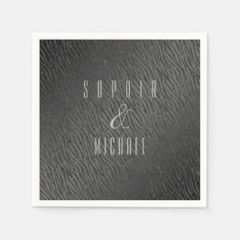 Gepersonaliseerde Dierenprint Zwart Glitter Glam Servet