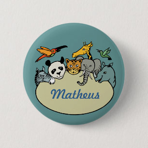 gepersonaliseerde dierentuindieren ronde button 5,7 cm