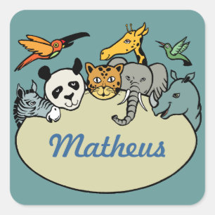 gepersonaliseerde dierentuindieren vierkante sticker