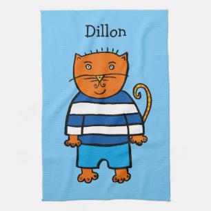 Gepersonaliseerde Dillon de kat Theedoek
