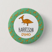 Gepersonaliseerde dinenaam, Dinosaur Ronde Button 5,7 Cm (Voorkant)