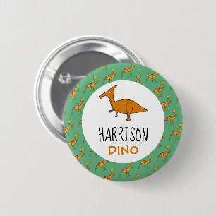 Gepersonaliseerde dinenaam, Dinosaur Ronde Button 5,7 Cm