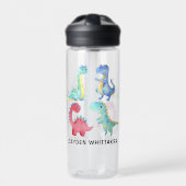 Gepersonaliseerde Dino Collage Drinkware Waterfles (Voorkant)