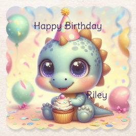 Gepersonaliseerde Dino Delight Paper-Onderzetters Kartonnen Onderzetters