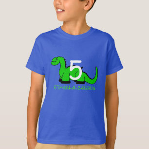 Gepersonaliseerde Dinosaur Birthday T-shirt voor k