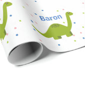 Gepersonaliseerde Dinosaur Gift Wrap Cadeaupapier (Rol Hoek)