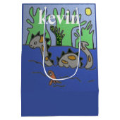 Gepersonaliseerde Dinosaur-kinderen Medium Cadeauzakje (Achterkant)