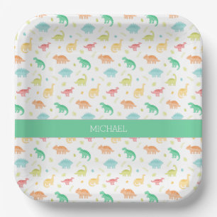 Gepersonaliseerde Dinosaur Paper Bord – Groen Blau