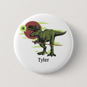 Gepersonaliseerde Dinosaur Ronde Button 5,7 Cm
