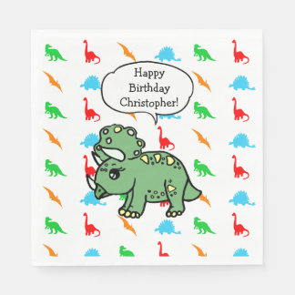 Gepersonaliseerde Dinosaur Thmet Birthday Party Servet