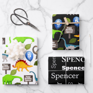 Gepersonaliseerde dinosauriërs van afgelopen dag inpakpapier vel