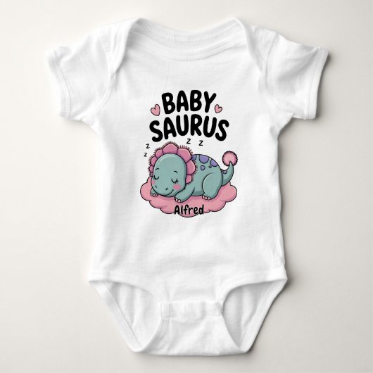Gepersonaliseerde dinosaurus Babysaurus Aangepaste Romper (Voorkant)
