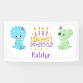 Gepersonaliseerde dinosaurus "Happy Birthday"-bann Spandoek