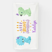 Gepersonaliseerde dinosaurus "Happy Birthday"-bann Spandoek (Verticaal)