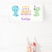 Gepersonaliseerde dinosaurus "Happy Birthday"-bann Spandoek (Insitu)