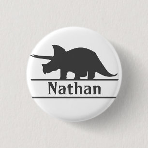Gepersonaliseerde dinosaurus naam Triceratops Ronde Button 3,2 Cm