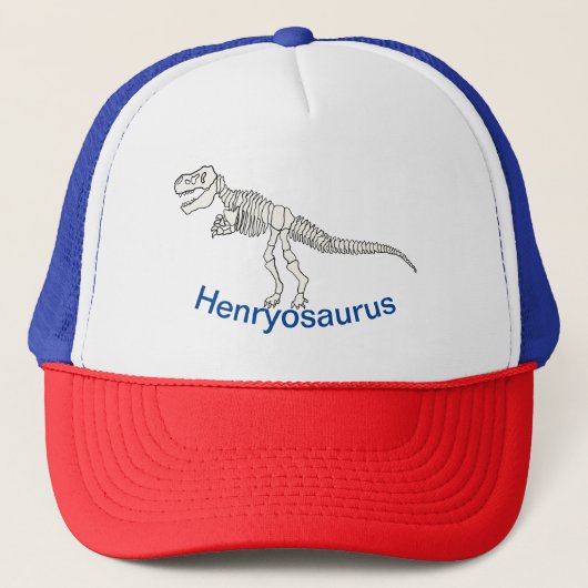 Gepersonaliseerde dinosaurus naam trucker hoed pet (Voorkant)