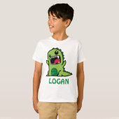 Gepersonaliseerde Dinosaurus Roar met naam T-shirt (Voorkant volledig)