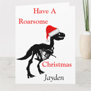 Gepersonaliseerde dinosaurus roarsome kerstkaart kaart