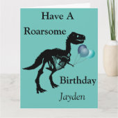 Gepersonaliseerde Dinosaurus skelet verjaardagskaa Kaart (Voorkant)