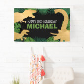 Gepersonaliseerde Dinosaurus Verjaardag Kinder Jur Spandoek (Insitu)