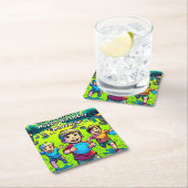 Gepersonaliseerde Disc Golf Boy's verjaardag Vierkante Kartonnen Onderzetter (Insitu)