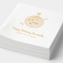 Gepersonaliseerde Disco Ball Verjaardag Gold Foil 