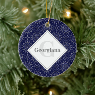 Gepersonaliseerde Ditsy Winter Snow Angels Sneeuwm Keramisch Ornament