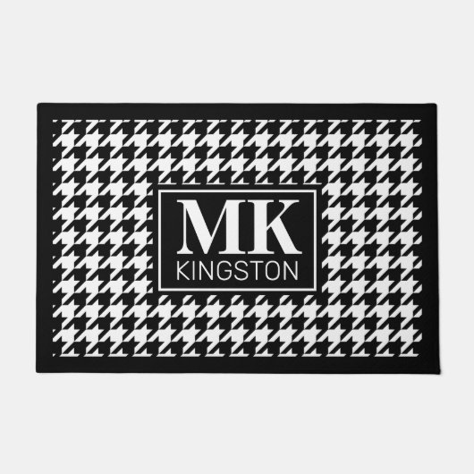 Gepersonaliseerde DM BW Houndstooth Deurmat (Voorkant)