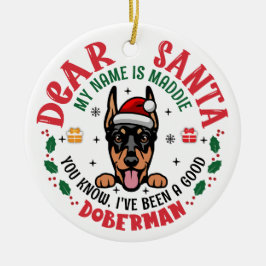 Gepersonaliseerde Doberman Pinscher Hond Kerstboom Keramisch Ornament