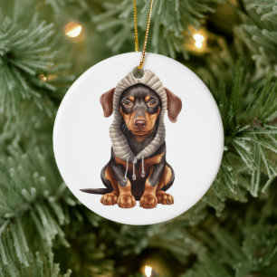 Gepersonaliseerde Doberman Pinscher Hondenkunst Keramisch Ornament