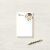 Gepersonaliseerde docent grenst aan herfst Rozen Post-it® Notes (Op bureau)