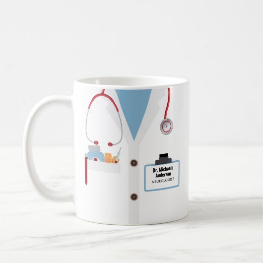 Gepersonaliseerde Doctor Gift Mok met Lab Coat & N (Links)