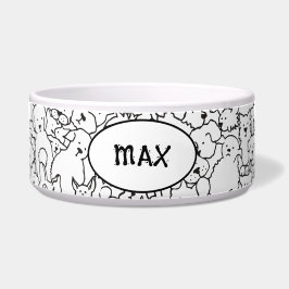 Gepersonaliseerde Dog Bowl met Dog Doodle Design Voerbakje