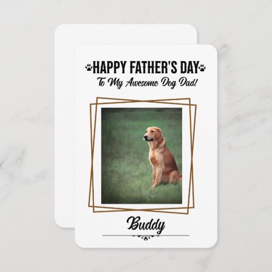 Gepersonaliseerde Dog Dad Vaderdag Kaart (Voorkant / Achterkant)