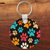 Gepersonaliseerde Dog Paw Print Monogram Hondenlie Sleutelhanger (Voorkant)