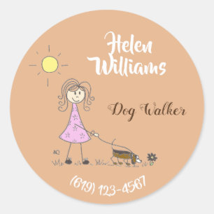 Gepersonaliseerde dog walker zakelijke stickers