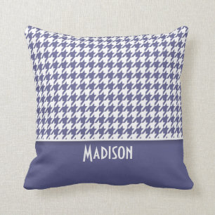 Gepersonaliseerde donkerblauw-grijze horsdoek kussen