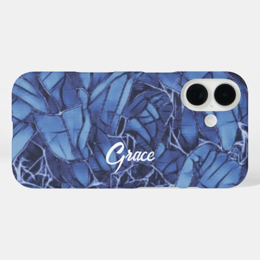 Gepersonaliseerde donkerblauwe bloem Case-Mate iPhone case (Achterkant (horizontaal))